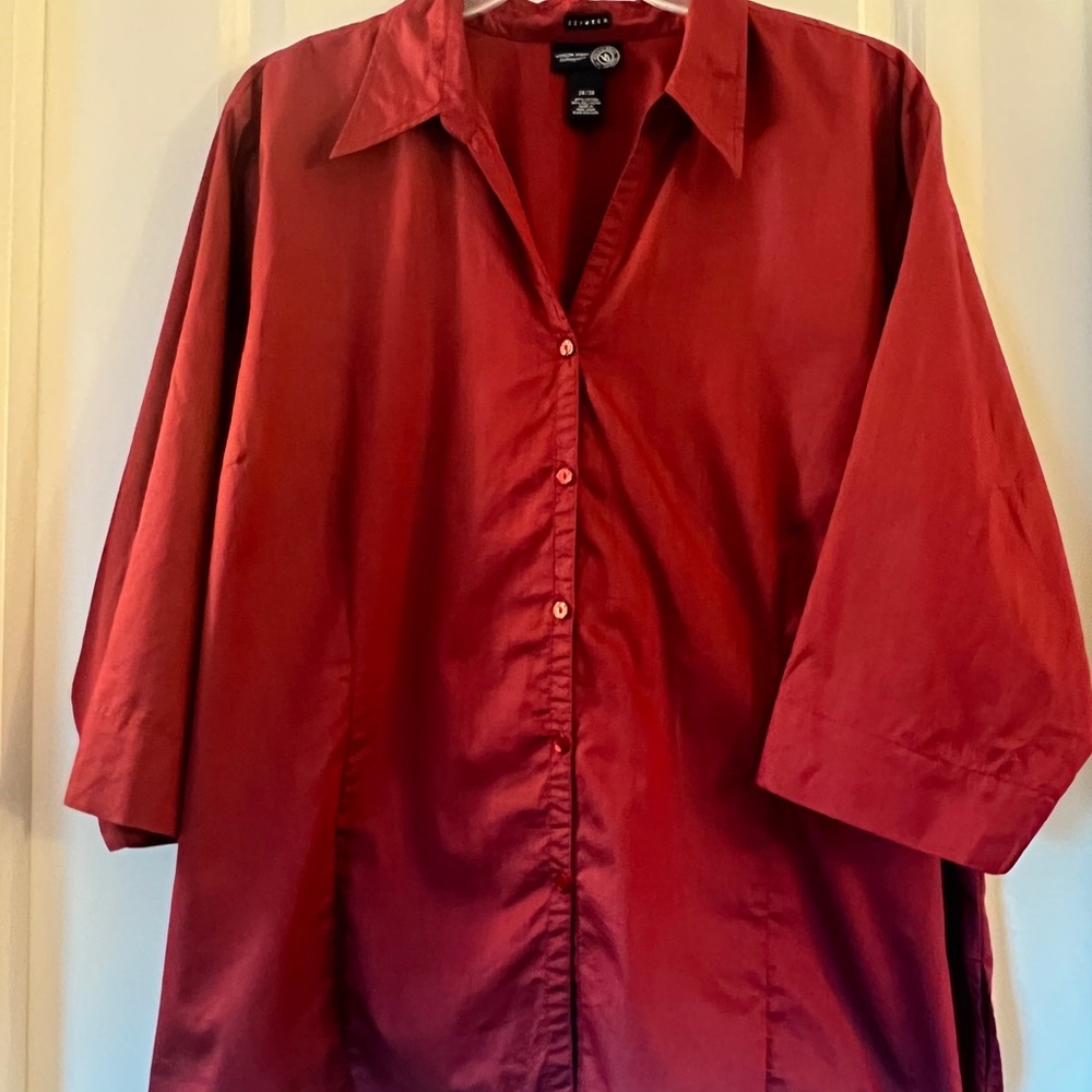 Lane Bryant Maroon 3/4 sleeve dress shirt. Venezia Jean Co - Picture 8 of 8